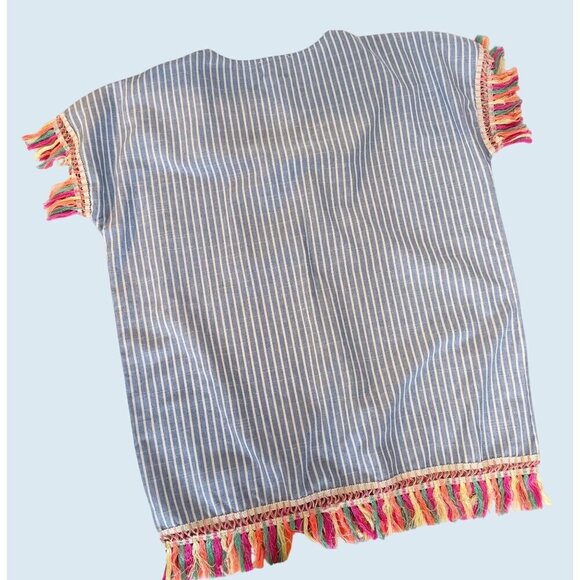 ENTRO Boho Fringe Tassel Tunic Cover-Up Top Shirt Size LG - Picture 6 of 8